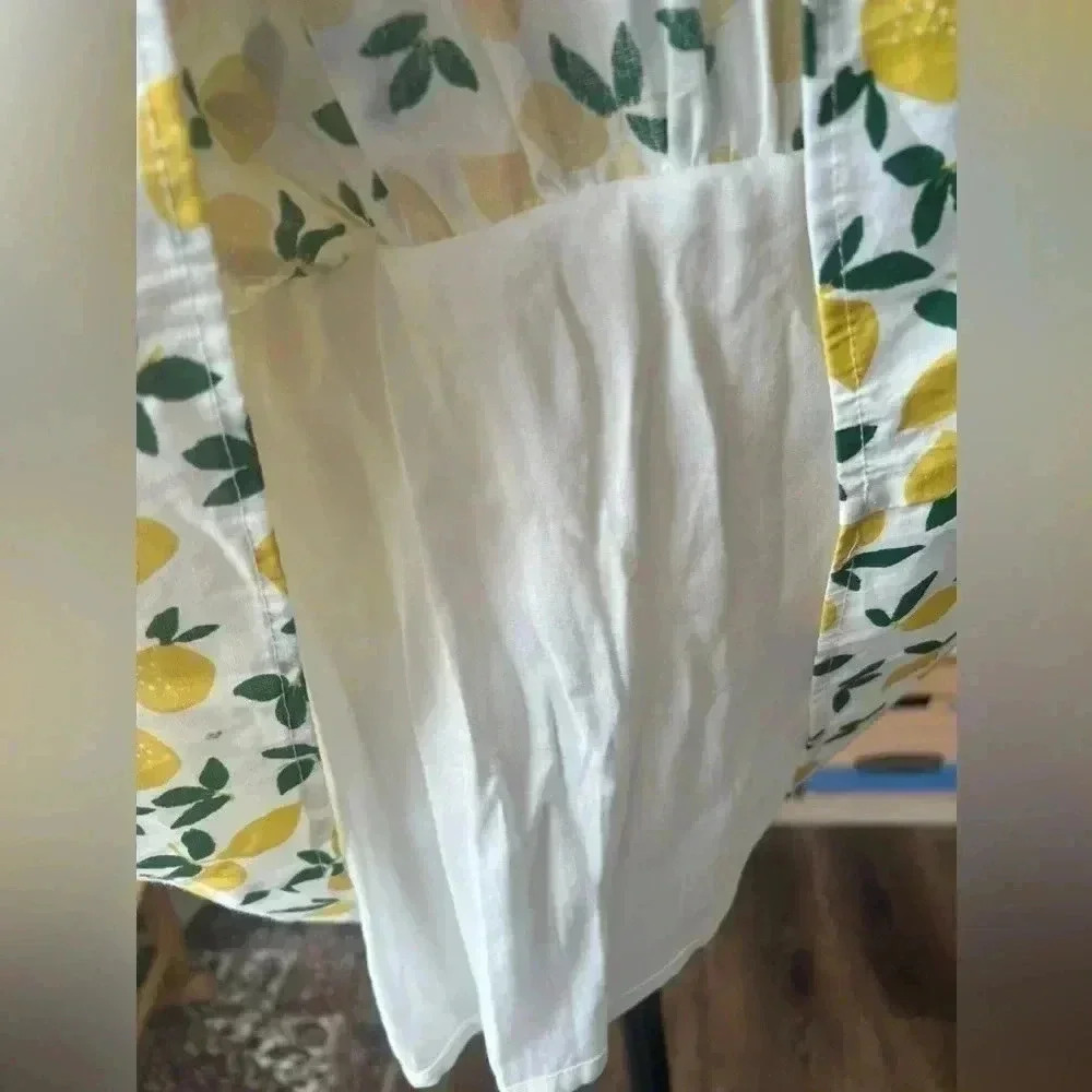 Lush Off White Lemon Print Ruffle Tiered Mini Dress Sz Small - Picture 13 of 16